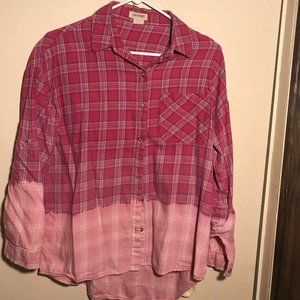 Pink Flannel Button-Up Shirt - Size Small